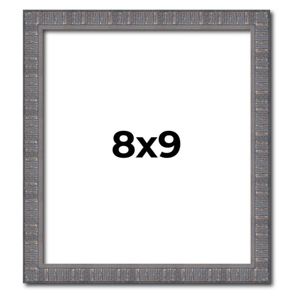 8x9 Frame Slate Blue Distressed Rustic Solid Wood Picture Frame | 0.75 Inch Moulding Width |