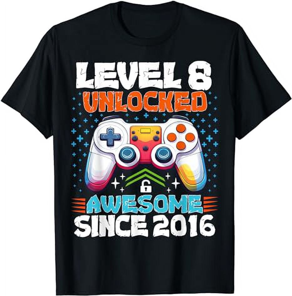 Level 8 Unlocked - 8 Year Old Gamer Funny Birthday T-Shirt Level 8 Unlocked - 8 Year Old Gamer Funny Birthday T-Shirt