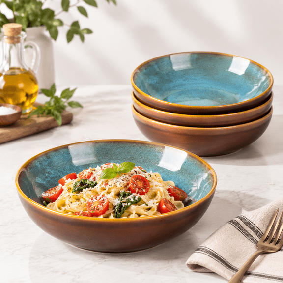 9.0" Ceramic Pasta Set Of 4 38oz Large Stoneware