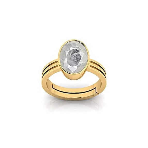 9.00 Ratti / 8.00 Carat Aa++ Quality Certified Ashtadhatu Adjaistaible Gold Ring Unheated Natural White Sapphire Pukhraj Loose Gemstone-B0C3HT