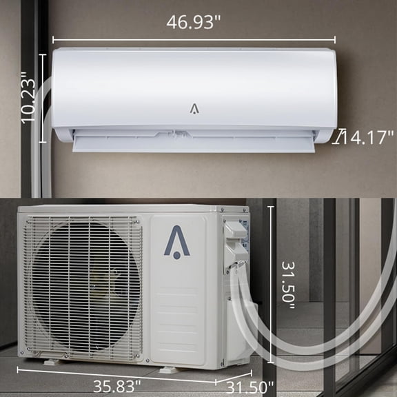 9,000 BTU Ductless Mini Split Air Conditioner & Heater – Wall-Mounted, 19 SEER2, WiFi & Alexa Smart Control, 115V, Cools/Heats up to 550 Sq.Ft, Self-Cleaning, Remote & Installation Kit Included