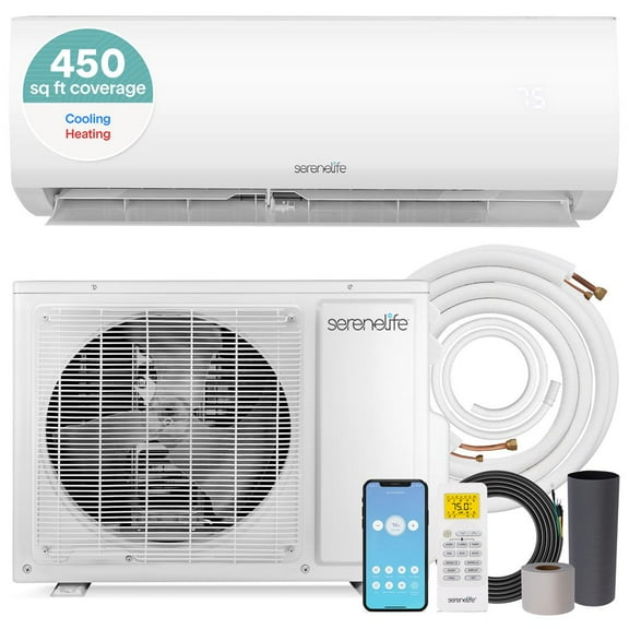 9,000 BTU Indoor and Outdoor Mini Split AC Unit Kit 115V Smart Cooling & Heating Mini Split AC with WiFi, Includes Installation Kit, Perfect for Bedrooms, Living Spaces, and Offices