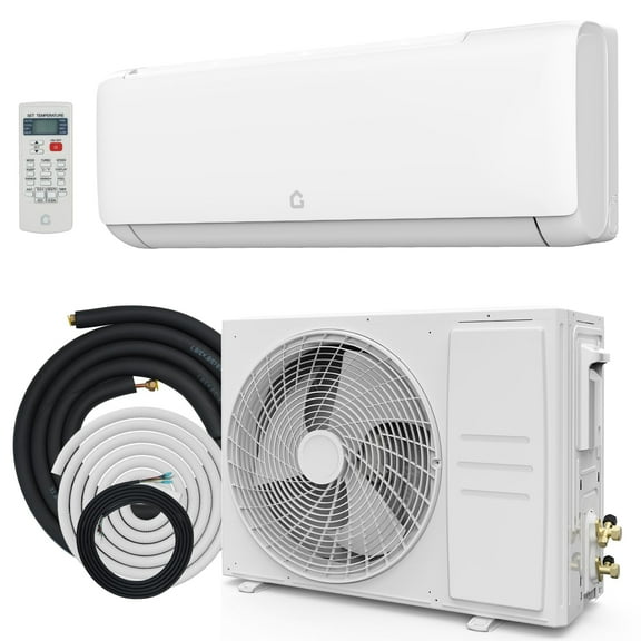 9,000 BTU Mini Split Air Conditioner with Heat Pump, 18.5 SEER, Cools Up to 750 Sq. Ft, Energy Efficient Inverter AC with Installation Kit & Remote, Ductless AC Unit with Pre-Charged Condenser