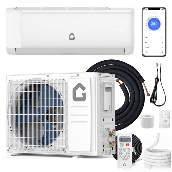 9,000 BTU Mini Split Air Conditioners, AC/Heating System, 20 SEER2 208/230V WIFI Enabled Wall Mounted Mini Split Unit, Heat Pump & Installation Kits for Rooms Up to 450 Sq.ft
