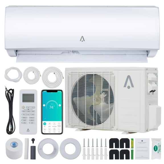9,000 Btus Mini Split Air Conditioning/Heating System, 19 Seer2 Inverter Mini Split Ac for Cooling Up to 450 Sq. Ft., Ductless Mini Split Heat Pump Wall Mount (19SEER2 9,000Btus,WIFI -115V)
