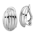 thumbnail image 1 of 925 Sterling Silver Rhodium Plated Striped Oval Non Pierced Earrings 13.25x9.05mm Wide Stud Earring for Women, 1 of 2