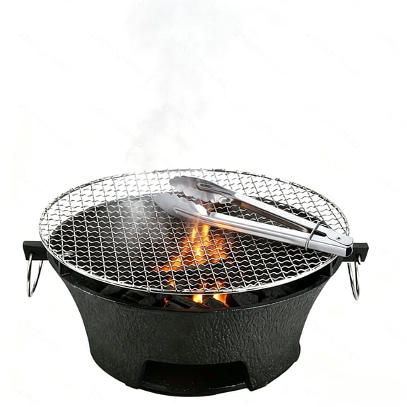 9.06 Inch Portable Compact Charcoal Grill, Multifunctional Outdoor Camping Stove for Barbecue, Tea Brewing & Sweet Potato Roasting, Includes Storage Clip