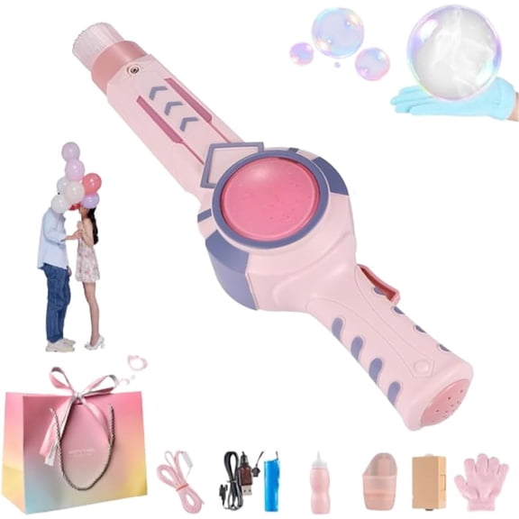 9.06in Magic Bubble Wand, 2026 Upgrade Fog Bubble Machine, Colorful Smoke Bubble Fog Machine,Portable Interactive Mist Bubble Machines for Parties (Pink Set)