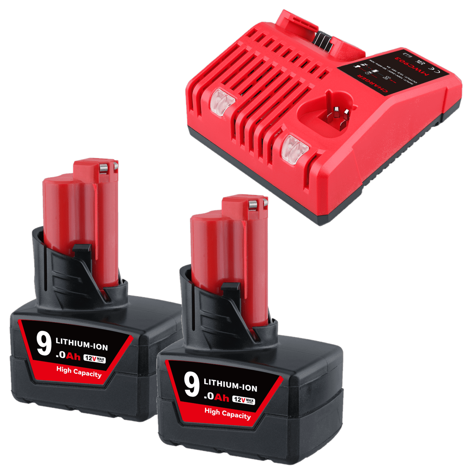 Turpow 2-Pack Milwaukee M12 Battery 9.0Ah - High Capacity Replacement For All M12 Tools