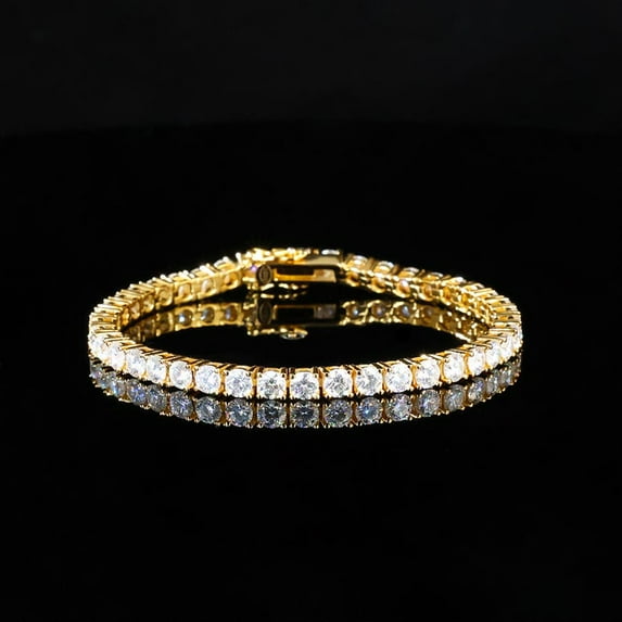 9.0ct Moissanite Bracelet, 18k Yellow Gold Plated, Tennis Moissanite Bracelet, Delicate Bracelet, Statement Bracelet Gift for Her for Women