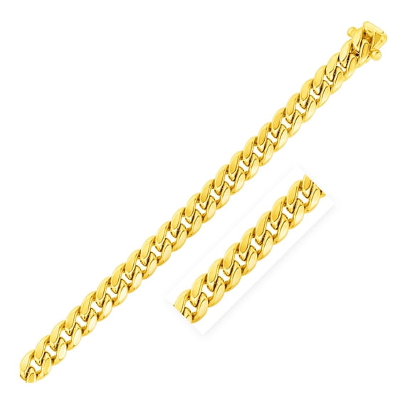 9.0mm 14k Yellow Gold Semi Solid Miami Cuban Chain Size 24 inches