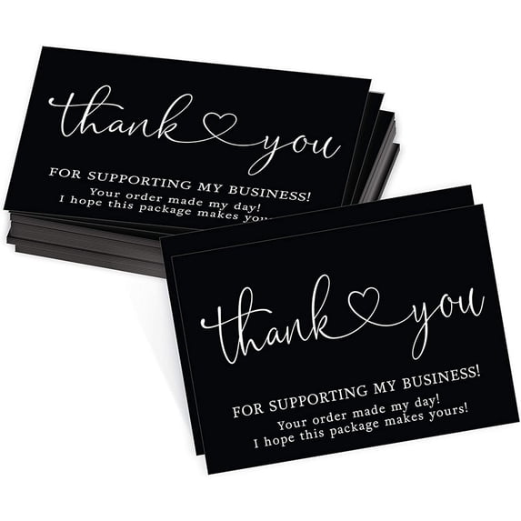 9.0x5.4cm Pink Black Foil Stamp Greeting Label Custom Thank You Cards For Small Bussiness Gift Box Decoration Packaging Supplies 30PCS Thank You C-1