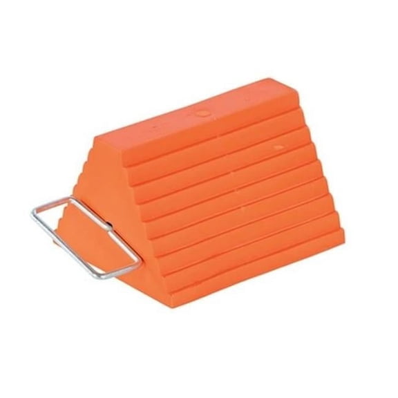 Vestil URWC-8-HDL 6 x 9.5 x 8 in. Urethane Standard Wheel Chock with Handle - Orange