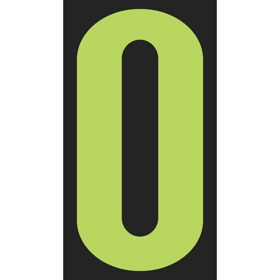 9 1/2" Windshield Numbers And Symbols - Neon Green/Black - "0" - 5 1/4W x 9 1/2H - Pack of 12