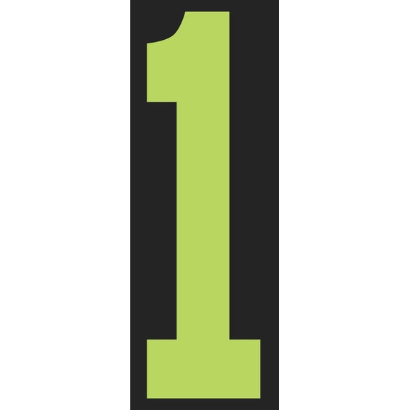 9 1/2" Windshield Numbers And Symbols - Neon Green/Black - "1" - 5 1/4W x 9 1/2H - Pack of 12