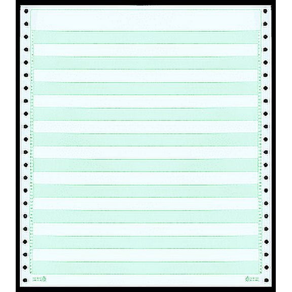 9-1/2 x 11" Continuous Paper 15# 1/2" Green Bar, 3 Part, No Side Perfs