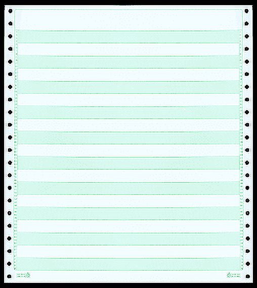 9-1/2 x 11" Continuous Paper 20# 1/2" Green Bar, 1 Part, Side Perfs