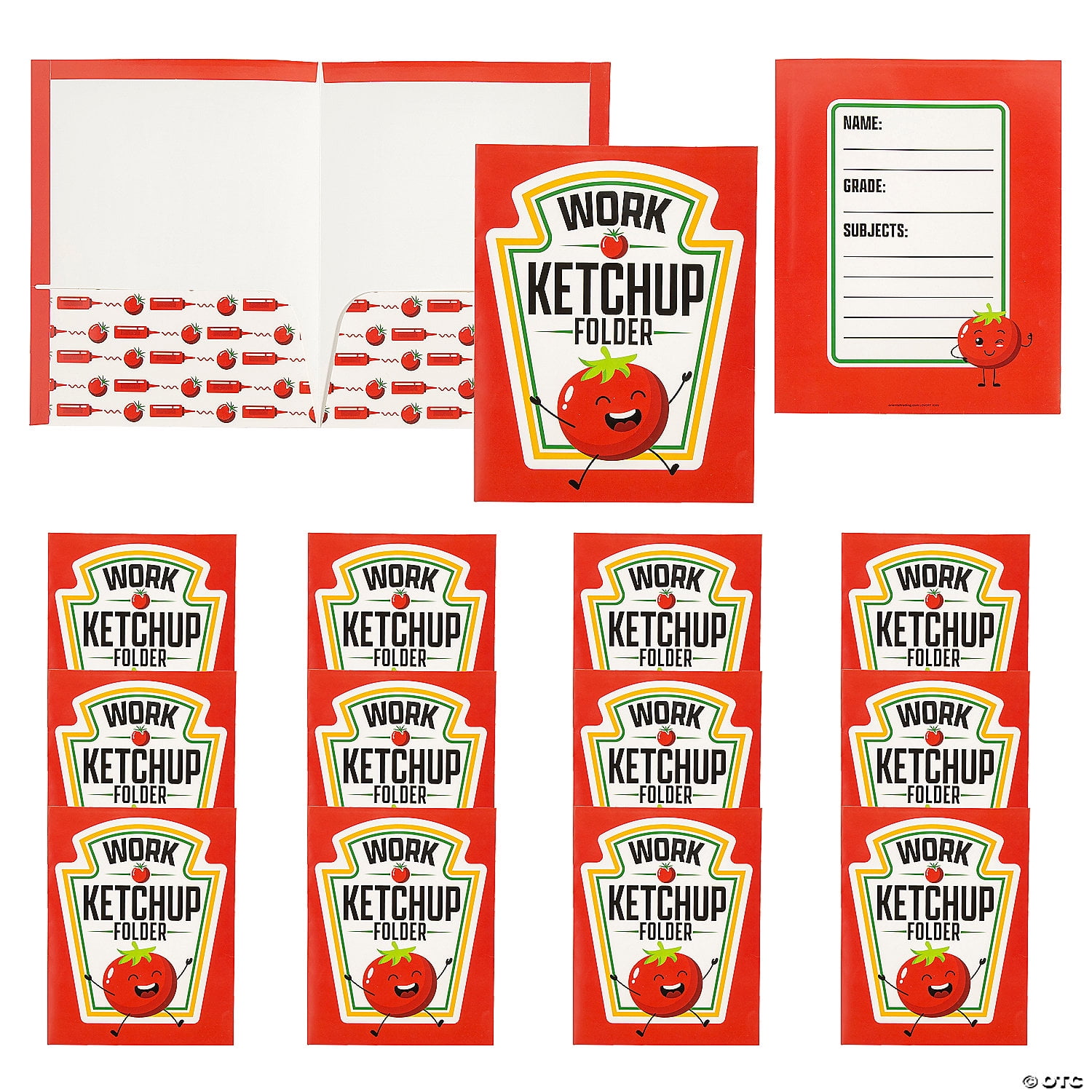 9 1/2" x 12" Classroom Work Ketchup Cardstock Pocket Folders – 12 Pieces