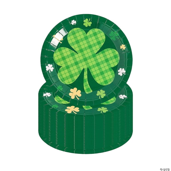 9 1/4" Green St. Patrick's Day Shamrock Disposable Paper Dinner Plates 24 Count