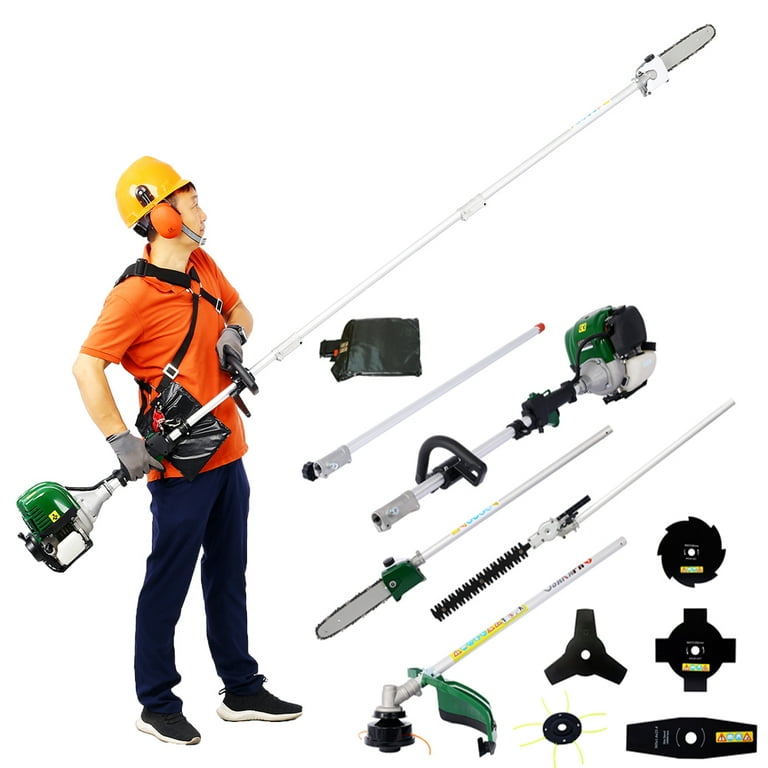 9 in 1 Garden Hedge Trimmer Combo Multi Purpose Trimming Tool 38 CC 4 Stroke Garden Tool System with Gas Saw Hedge Trimmer Lawn Mower and Brush