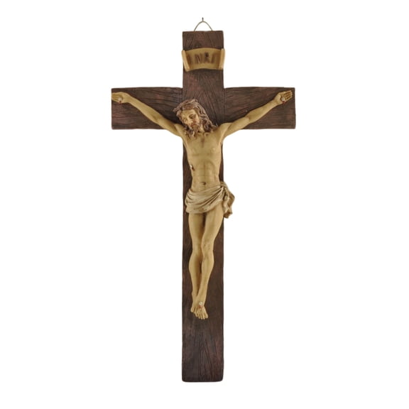 DurableDelights 9.1" Jesus Crucifix Wall Cross - Handcrafted Resin Wall Hanging Cross, Ideal Christian Wall Art Decor for Home