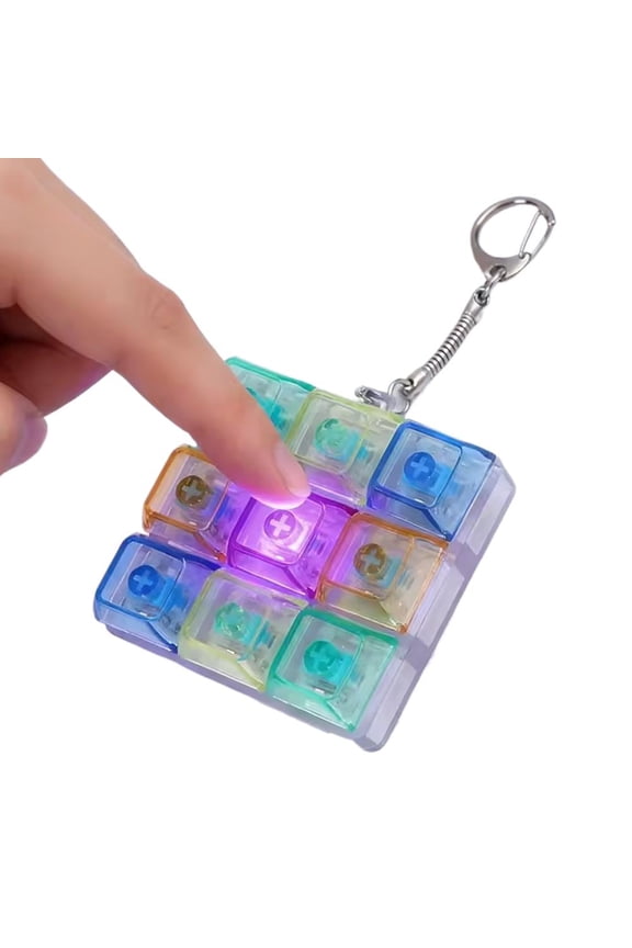 9 in 1 Keyboard Fidget Toy Keychain, Keyboard Button and Decompression Finger Clicker for Adult & Teens Stress Relief Fidget Gifts & Office Home Pass Time