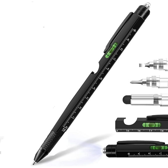 9 in 1 Multitool Pen, Stocking Stuffers Gifts Unique Christmas Birthday Multi Tool Pen for Men Dad Husband Who Have Everything, Cool Gadgets Pocket Multi Tool (Black)