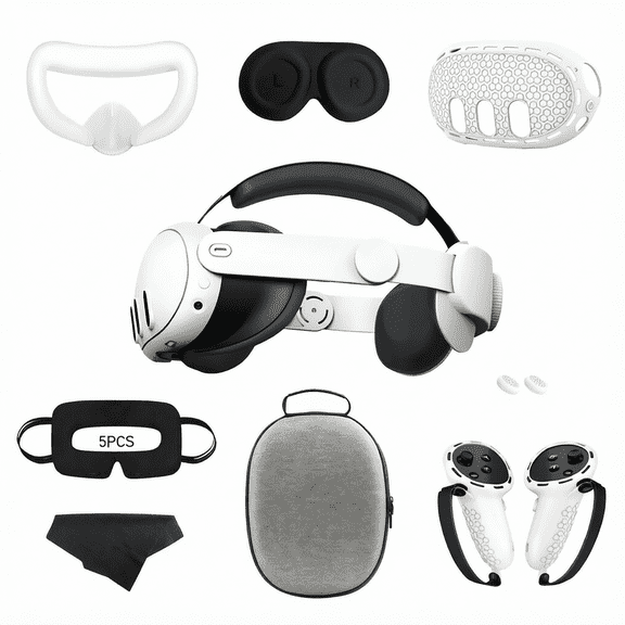 For 9 in 1 Silicone Accessory Kit Compatible with Meta Quest 3 Hard EVA Storage Case Full Silicone Protective Shell Lens Dust Cover VR Headset Protective Accessories