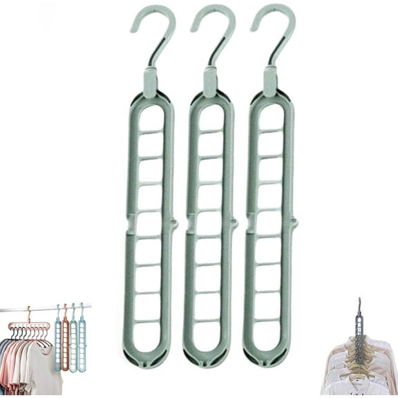 9 in 1 Smart Hanger Pro, Space Saving Hanger, 9 Holes Rotate Anti-Skid Folding Hangers with Multifunction Space, Closet Organizers and Storage, Saving and Cascading Features