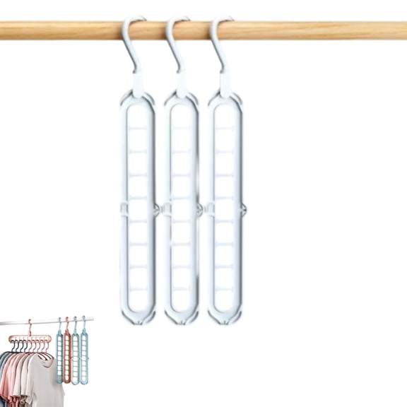 9 in 1 Smart Hanger Pro, Space Saving Hanger, Closet Organizers and Storage, 9 Holes Rotate Anti-Skid Folding Hangers with Multifunction Space, Saving and Cascading Features White