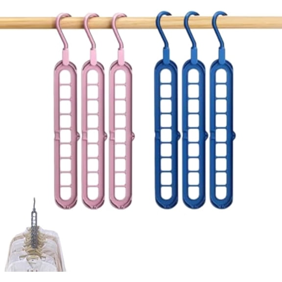 9 in 1 Smart Hanger Pro, Upgrade Space Saving Hanger, 9 Holes Rotate Anti-Skid Folding Hangers with Multifunction Space, for Flats, Universities, and Halls of Residence (2PCS-C)