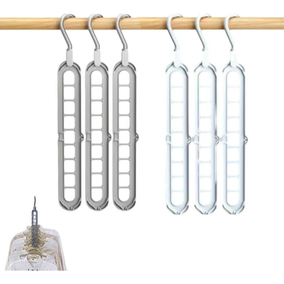 9 in 1 Smart Hanger Pro, Upgrade Space Saving Hanger, 9 Holes Rotate Anti-Skid Folding Hangers with Multifunction Space, for Flats, Universities, and Halls of Residence (2PCS-D)