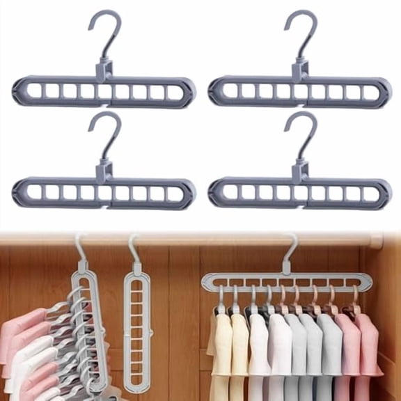 9 in 1 Smart Hanger, Upgrade Space Saving Hanger, 9 Holes Rotate Anti-Skid Folding Hangers with Multifunction Space Saving, for Heavy Clothes, Multiple Shirt, Shirts Pants
