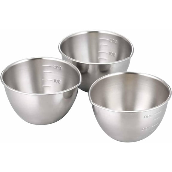 9.1 fl oz (270 ml), Set of 3, Graduated Marks, Dishwasher Safe, Convenient Preparation, Small Divided Bowl, Container, Stainless Steel