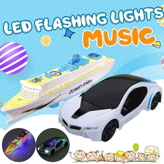 9.1"x 3.1"x 4.7"Toy Cars, Electric Race Car, Automatic Toys with Funny Flashing Music And 3D LED Lights, Xmas Birthday Gifts for 3 4 5 6 7 8 Years Old Toddlers Kids Boys Girls Party Favors