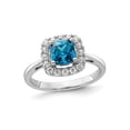 thumbnail image 1 of 9/10 Carat (Ctw) Blue Topaz Ring in 14K White Gold with Lab-Grown Diamonds 1/4 Carat (Ctw) for Women, 1 of 5