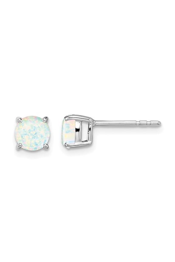 9/10 Carat (Ctw) Lab-Created Solitaire Opal Earrings in 14K White Gold for Women