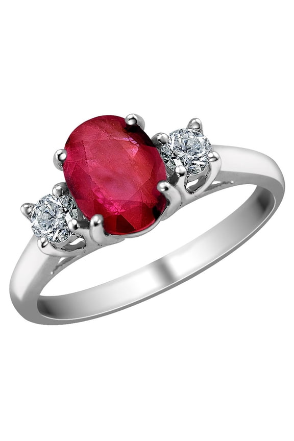 Gem & Harmony 9/10 Carat (Ctw) Ruby Ring with Diamonds in 14K White Gold for Women