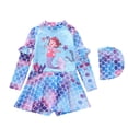 thumbnail image 1 of 9-10 T Bathing Suit For Girls Girls Long Sleeve Sun Protective Swimsuit With UPF 50 Rash Guard For Beach Pool Activities, 1 of 3