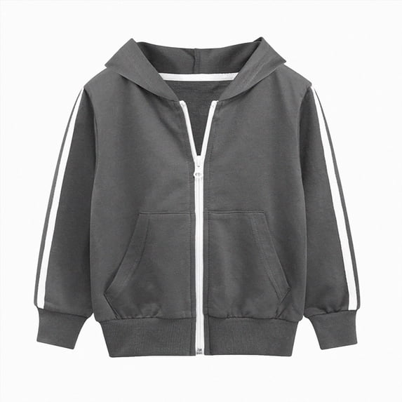 9-10 Years Big Boys Full-Zip Hooded Sweatshirt,Long Sleeve Hoodie with Side Stripes,Casual Athletic Zip-Up Jacket