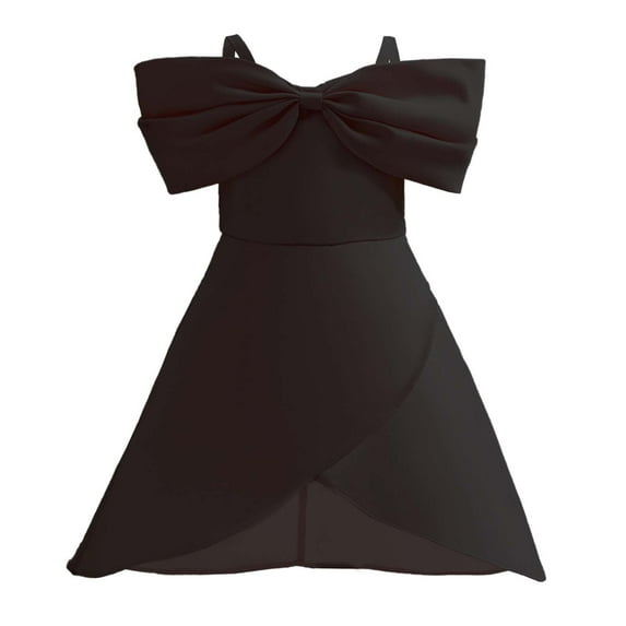 9-10 Years Big Little Girl Ball Gown Short Lace Flower Tulle Prom Dresses for Wedding Party Evening Dance Children Princess Dress Sleeveless Gown Girl Off-the-shoulder Bowknot Dress Black