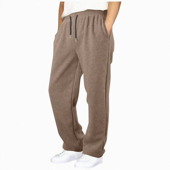 9-10 Years Boy's Baggy Sweatpants Straight Leg Open Bottom Casual Pants Elastic Waist Athletic Joggers Sweat Pants With Pockets Brown Pants