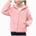 thumbnail image 1 of 9-10 Years Child Girls And Toddlers Polar Fleece Full Zip Hooded Lightweight Jacket Long Sleeve Hooded Sweatshirts Pink Hoodie, 1 of 9