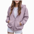 thumbnail image 1 of 9-10 Years Child Girls Hooded Sweatshirt Zipper Hooded Sweatshirt Hoodie for Fall and Winter School Purple Sweatshirt, 1 of 7