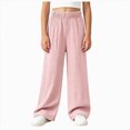 thumbnail image 1 of 9-10 Years Child High Waisted Cargo Pants for Girls Baggy Y2k Straight Wide Leg Pants with Pockets Streetwear, 1 of 4