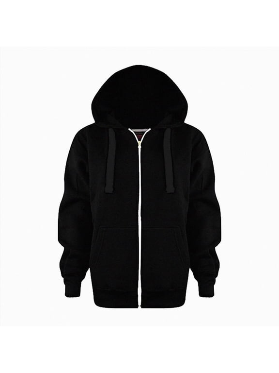9-10 Years Child Sweatshirtst Color Solid Zip Jackets Long Hoodie Top Boys Sleeve Boys Coat Jacket Pullovers Tops Back To School Clothes Black Sweatshirtst
