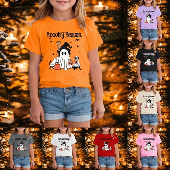 9-10 Years Girl Halloween T Shirt Halloween Shirts Funny Holiday Tee Top Halloween T-Shirt Party Gift