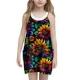 thumbnail image 1 of 9-10 Years Girl's Print Cami Casual Dress Sleeveless Hawaiian Summer A Line High Waist Mini Sundress, 1 of 7