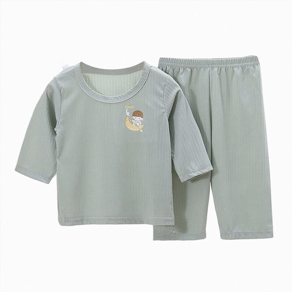 Girls 2-Piece Ribbed Knit Pajama Set,Short Sleeve Summer Sleepwear with Cute Animal Embroidery