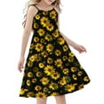 thumbnail image 1 of 9-10 Years Girls' Summer Floral Dress Kids Sleeveless Square Neck Smocked Flowy Dresses 5-14 Years, 1 of 7